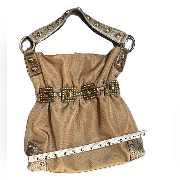 Kathy Van Zeeland Gold Jewel Embellished Shoulder Bag - Picture 13 of 15
